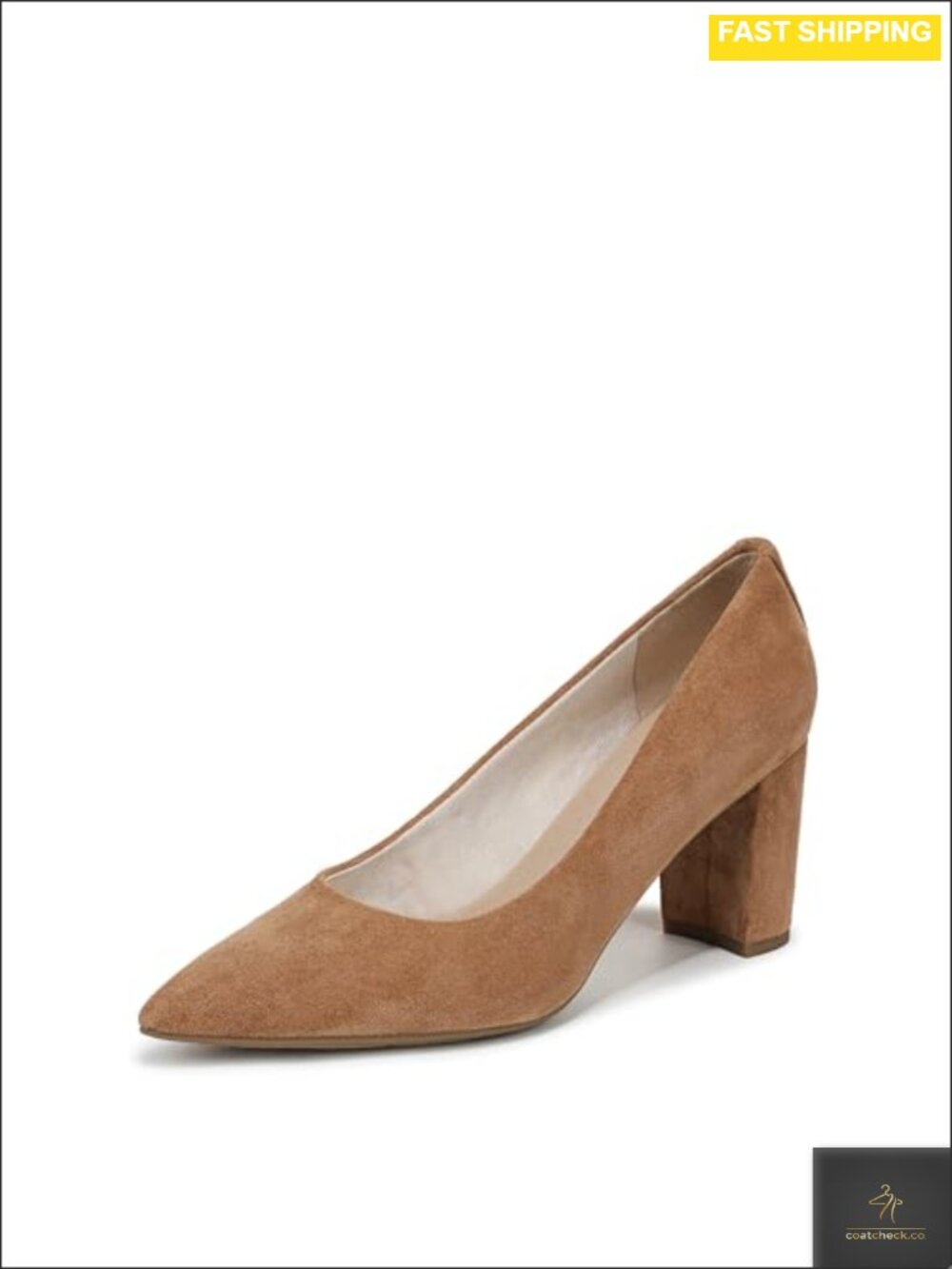 Women's Pointed Toe Block Heel Pump Faux Leather Slip-On Dress Shoe